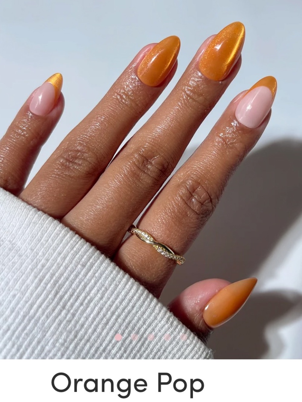 GLAMnetic Orange Pop Short Almond Press-On Nails - Picture 3 of 5